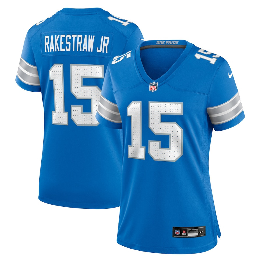Ennis Rakestraw Jr. 15 Detroit Lions Team Game Blue NFL Jersey Women's