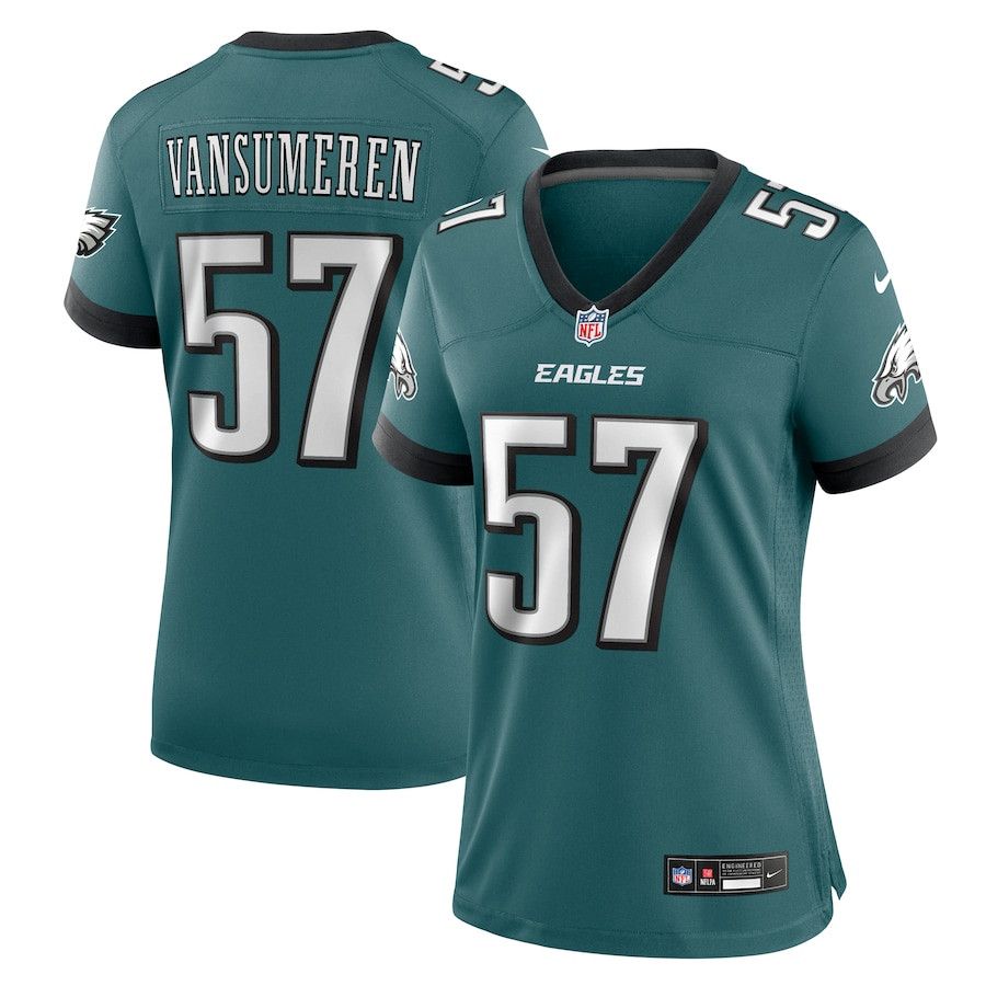 Ben VanSumeren 57 Philadelphia Eagles Team Game Midnight Green NFL Jersey Women's