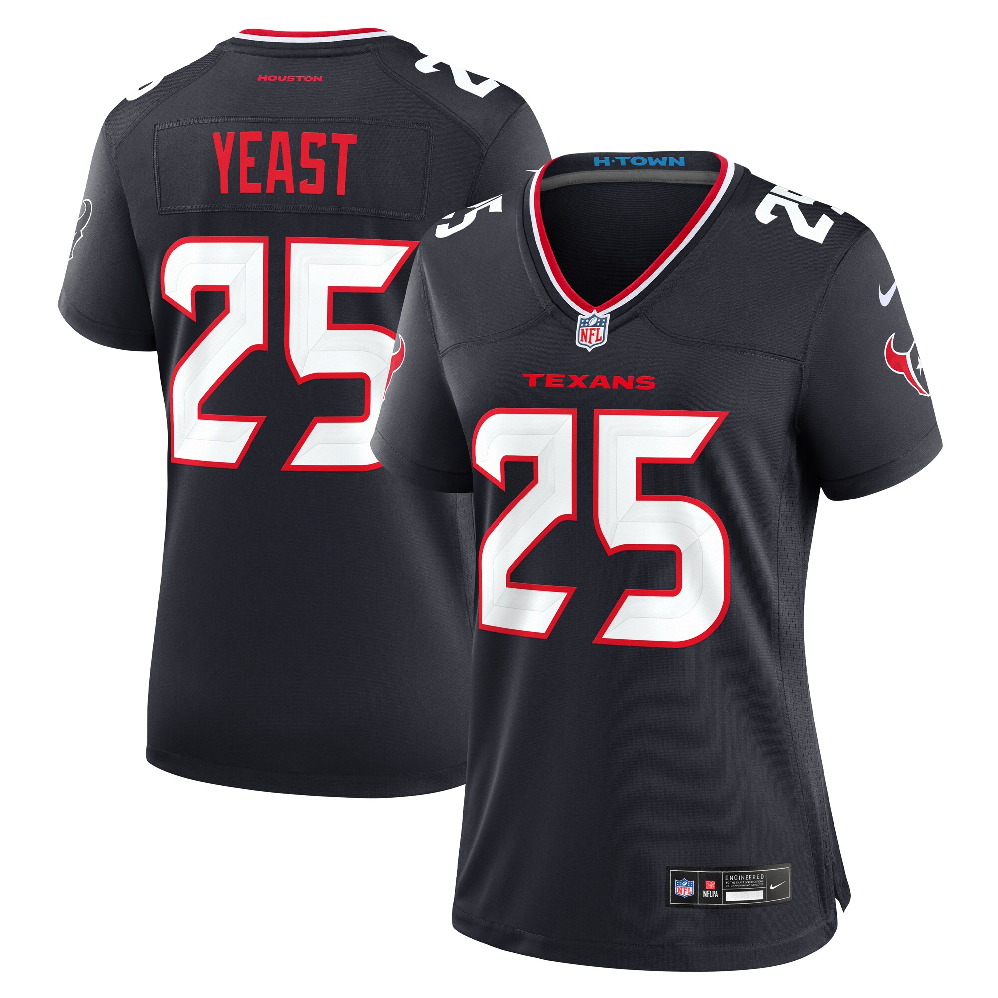 Houston Texans Russ Yeast Navy Team Game NFL Jersey Women's