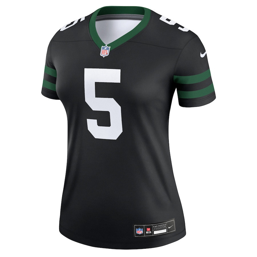 Garrett Wilson 5 New York Jets Alternate Legend, Legacy Black NFL Jersey Women's