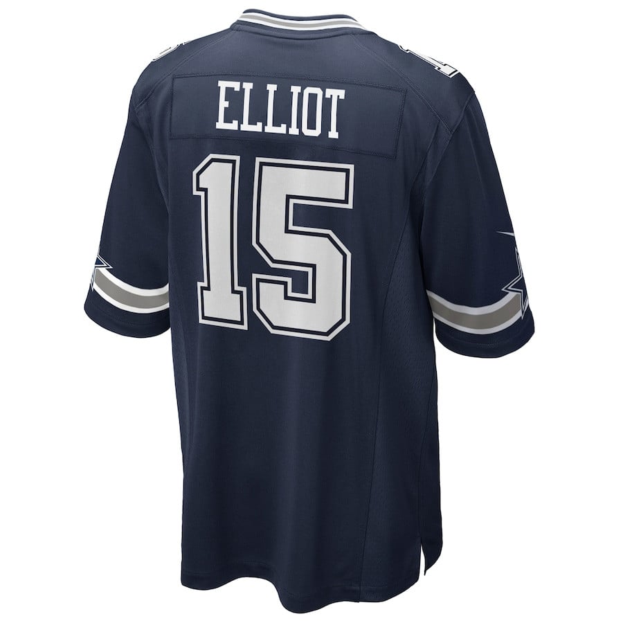 Ezekiel Elliott 15 Dallas Cowboys Team Game Navy NFL Jersey Men's