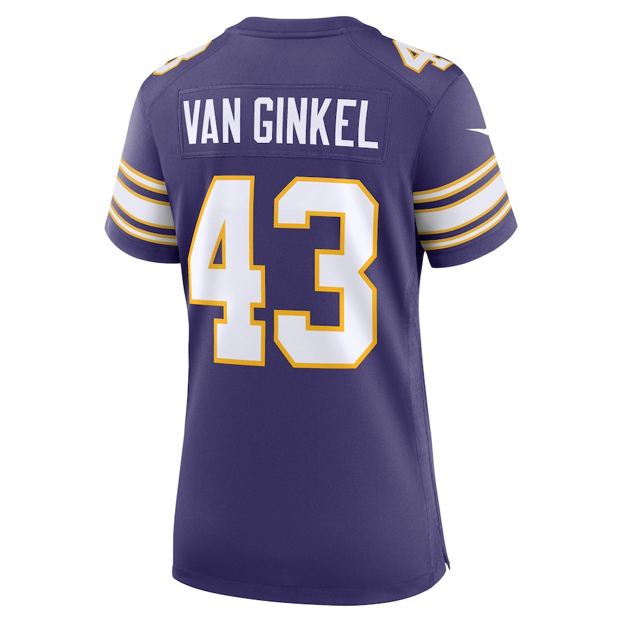 Andrew Van Ginkel 43 Minnesota Vikings Alternate Game Purple NFL Jersey Women's