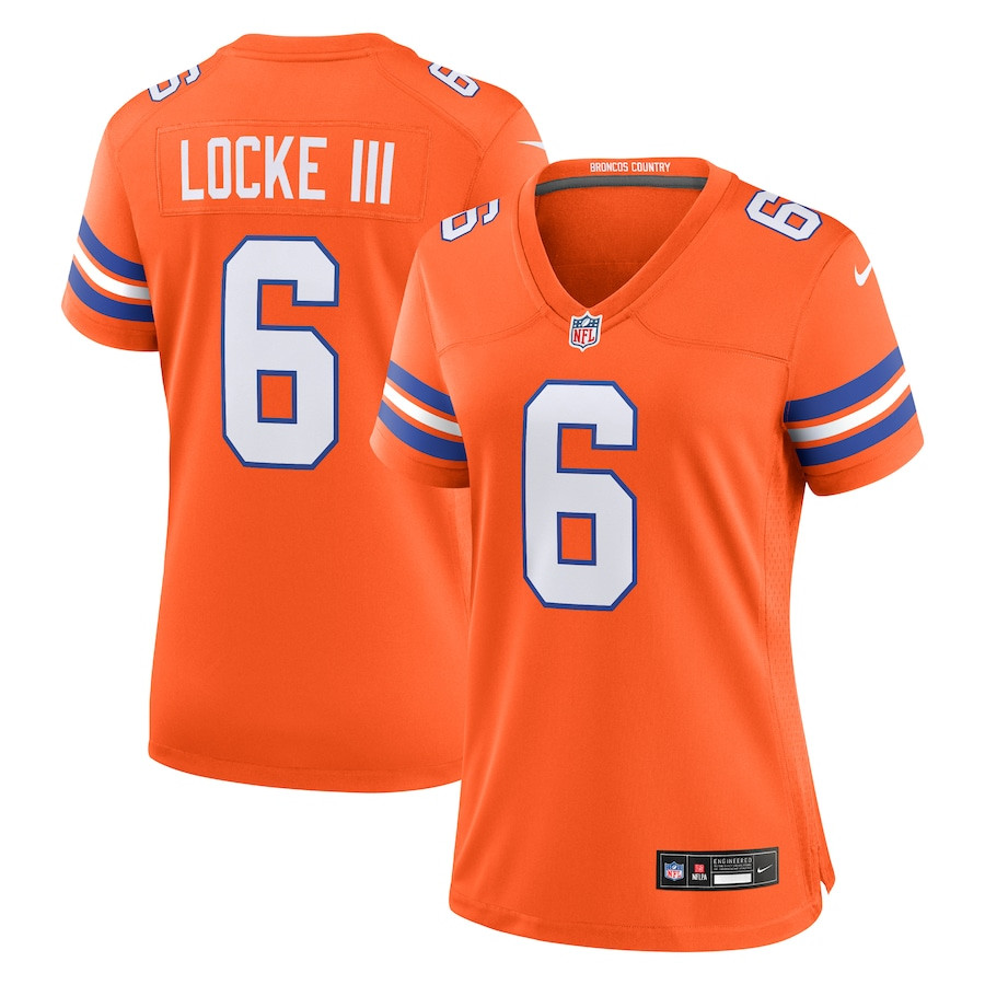 P.J. Locke III 6 Denver Broncos Mile High Collection 1977 Throwback Player Game Orange NFL Jersey Women's