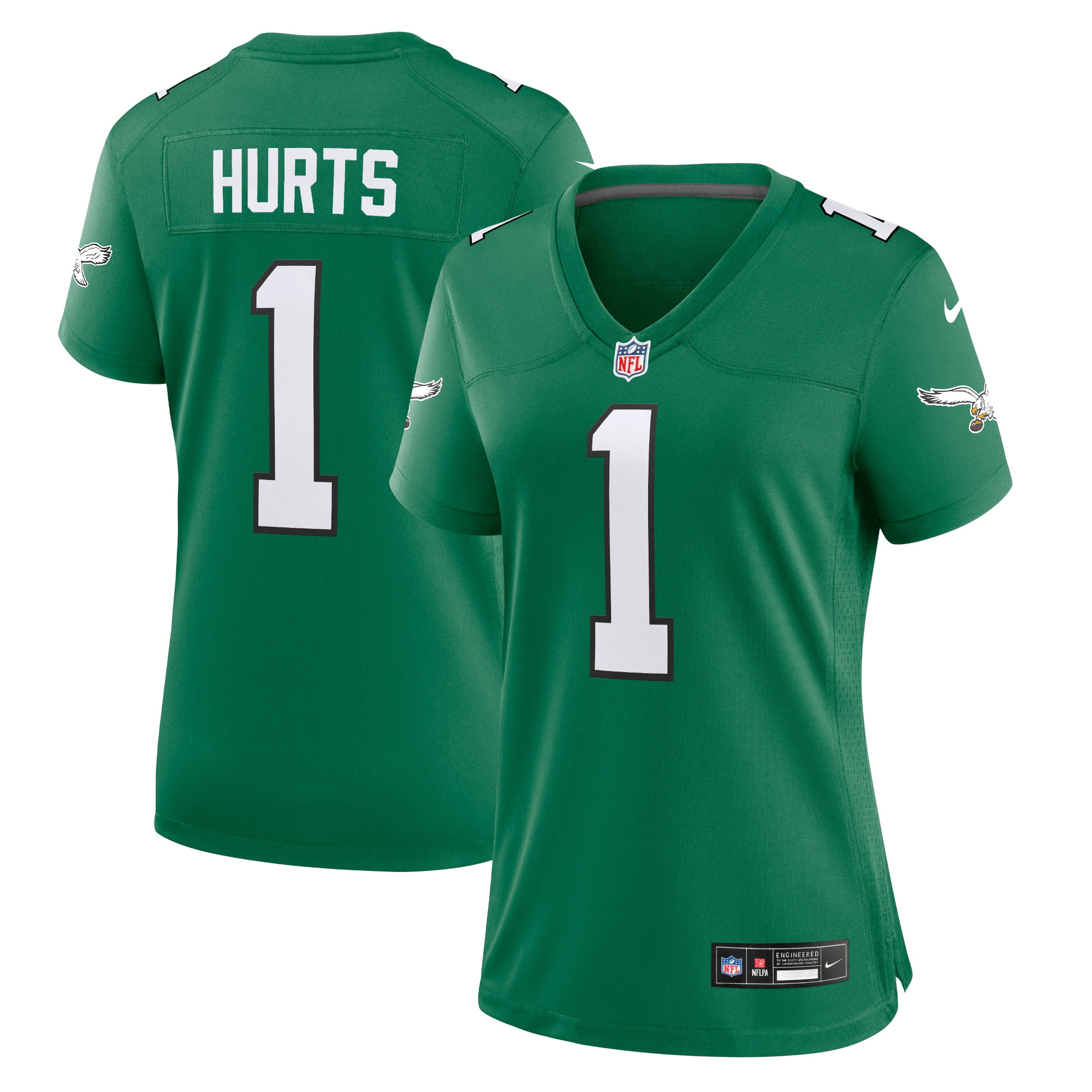 Philadelphia Eagles Jalen Hurts Kelly Green Game Player NFL Jersey Women's