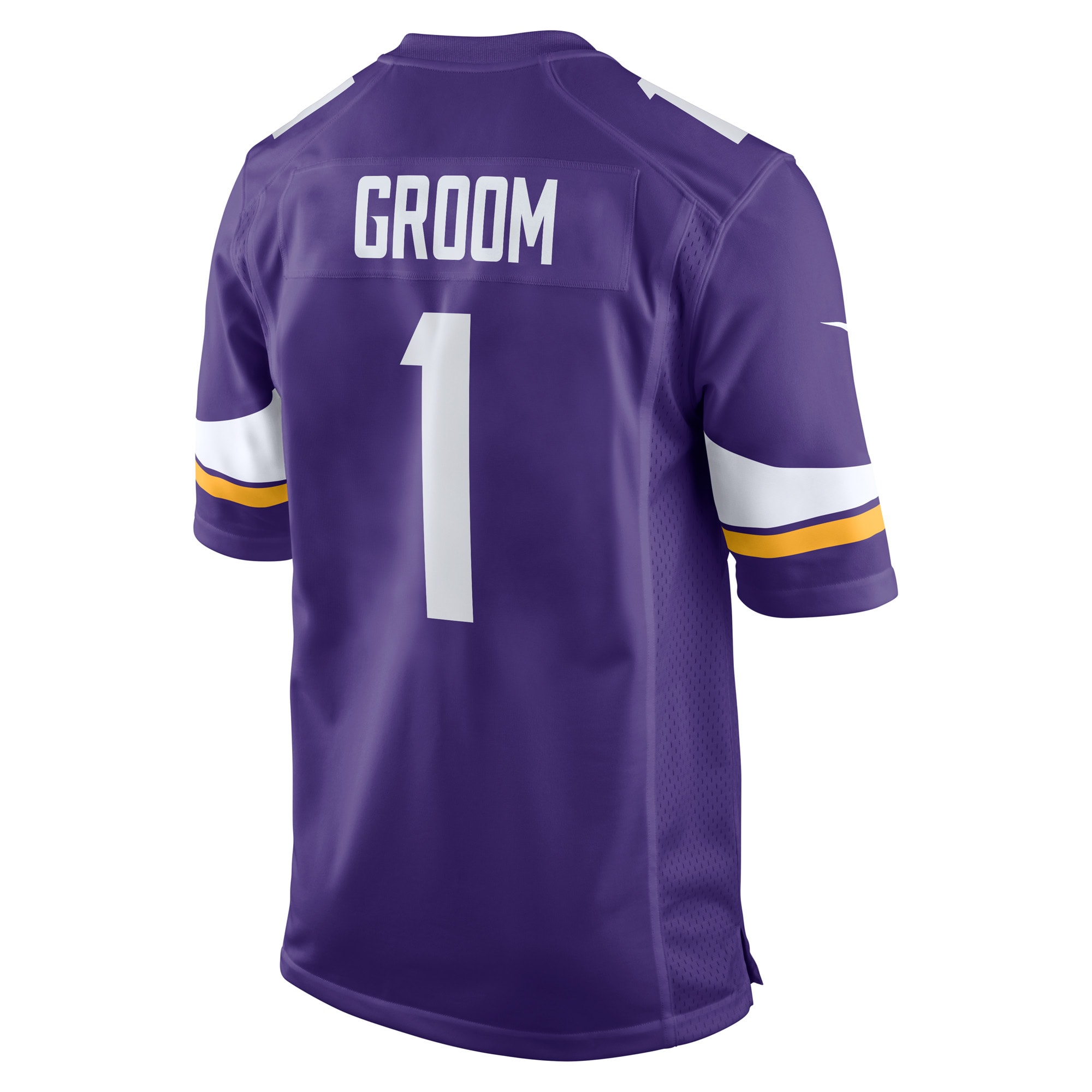 Minnesota Vikings Number 1 Groom Purple Game NFL Jersey Men's