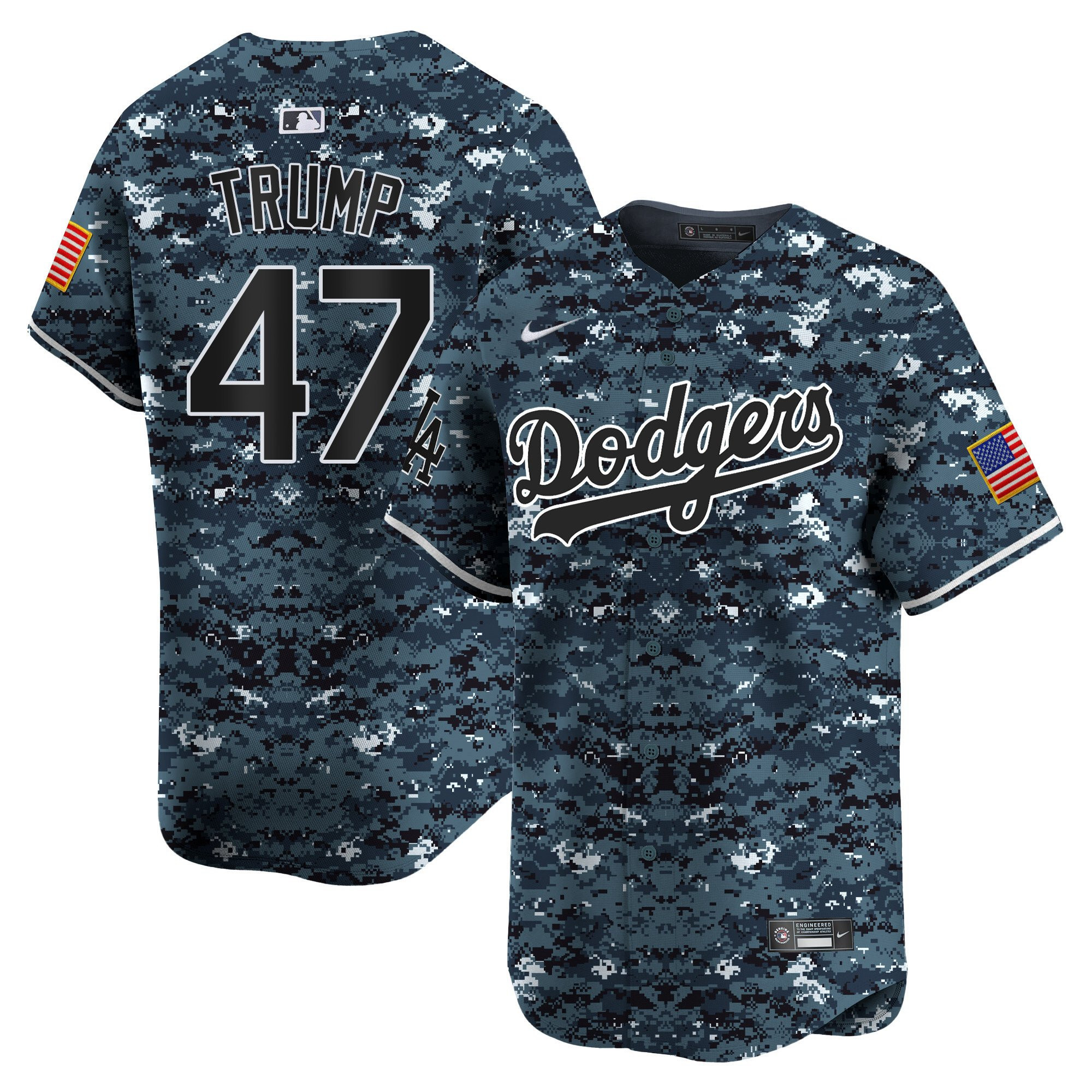 Donald Trump 47 Los Angeles Dodgers USMC Alternate Limited Navy MLB Jersey Men's