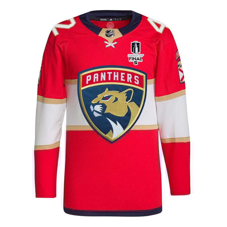 Gustav Forsling 42 Florida Panthers 2024 STANLEY CUP Final Home Breakaway Red NHL Jersey Men's