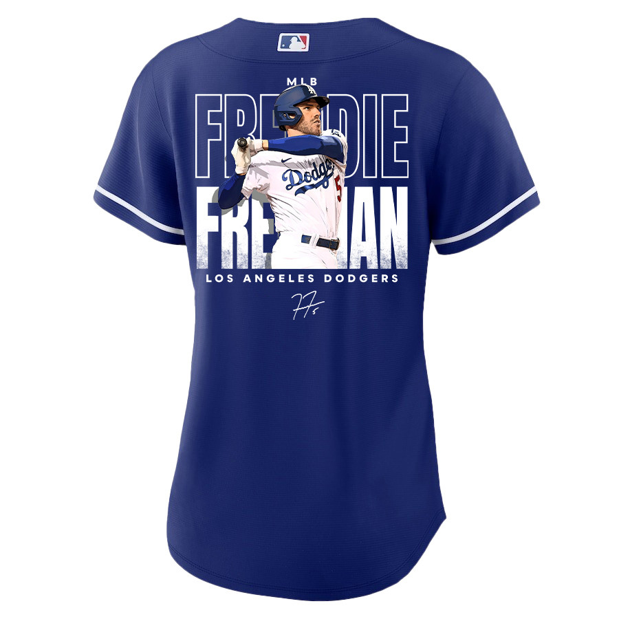 Freddie Freeman 5 Los Angeles Dodgers Signed Home Run 2023 Alternate Player Royal MLB Jersey Women's