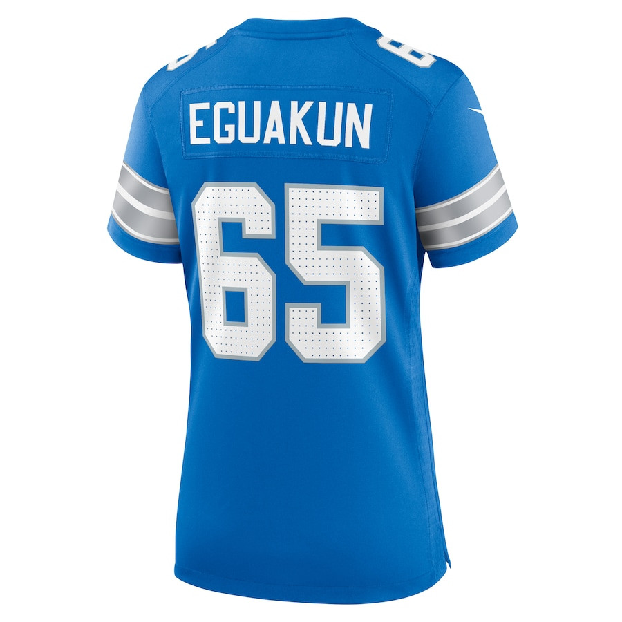 Kingsley Eguakun 65 Detroit Lions Game Blue NFL Jersey Women's