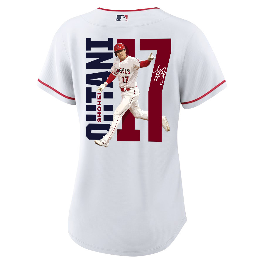 Shohei Ohtani 17 Los Angeles Angels Signed Run 2023 Home Player White MLB Jersey Women's