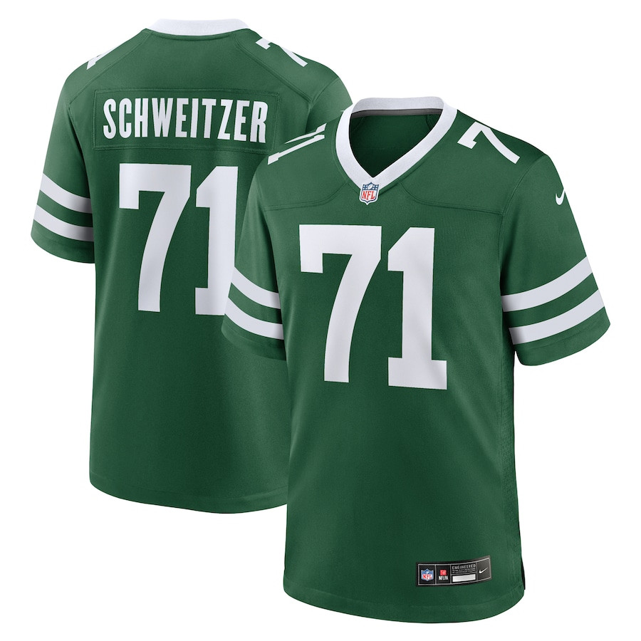 Wes Schweitzer 71 New York Jets Team Game Legacy Green NFL Jersey Men's
