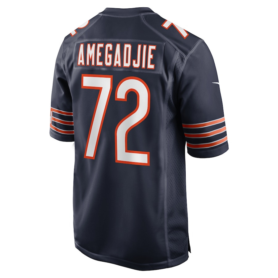 Kiran Amegadjie 72 Chicago Bears Game Navy NFL Jersey Men's