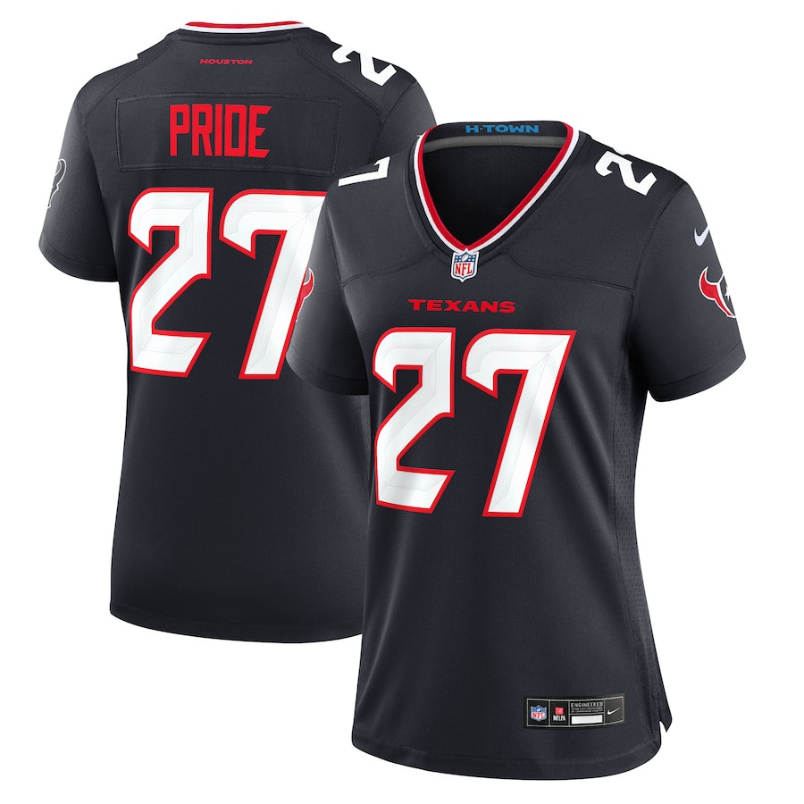 Troy Pride 27 Houston Texans Team Game Navy NFL Jersey Women's