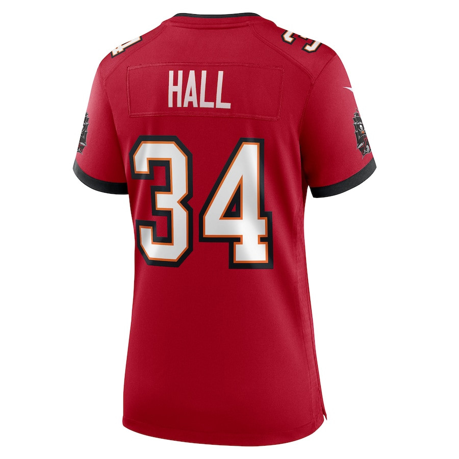 Bryce Hall 34 Tampa Bay Buccaneers Team Game Red NFL Jersey Women's