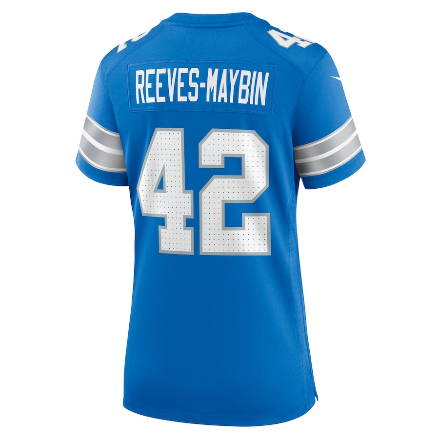 Jalen Reeves-Maybin 42 Detroit Lions Team Game Blue NFL Jersey Women's
