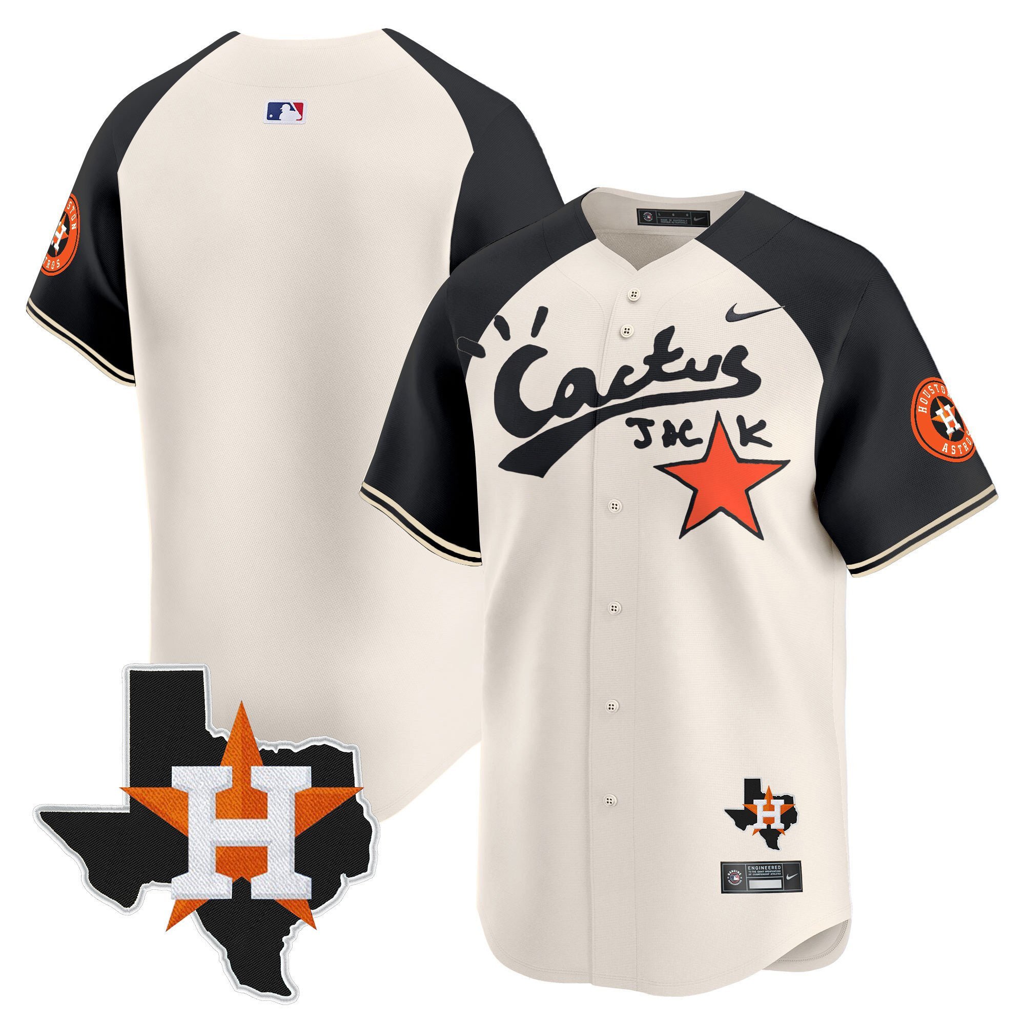 Yordan Alvarez 44 Houston Astros Cactus Jack Houston Patch Limited Cream Alternate MLB Jersey Men's