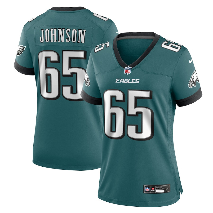 Lane Johnson 65 Philadelphia Eagles Team Game Midnight Green NFL Jersey Women's