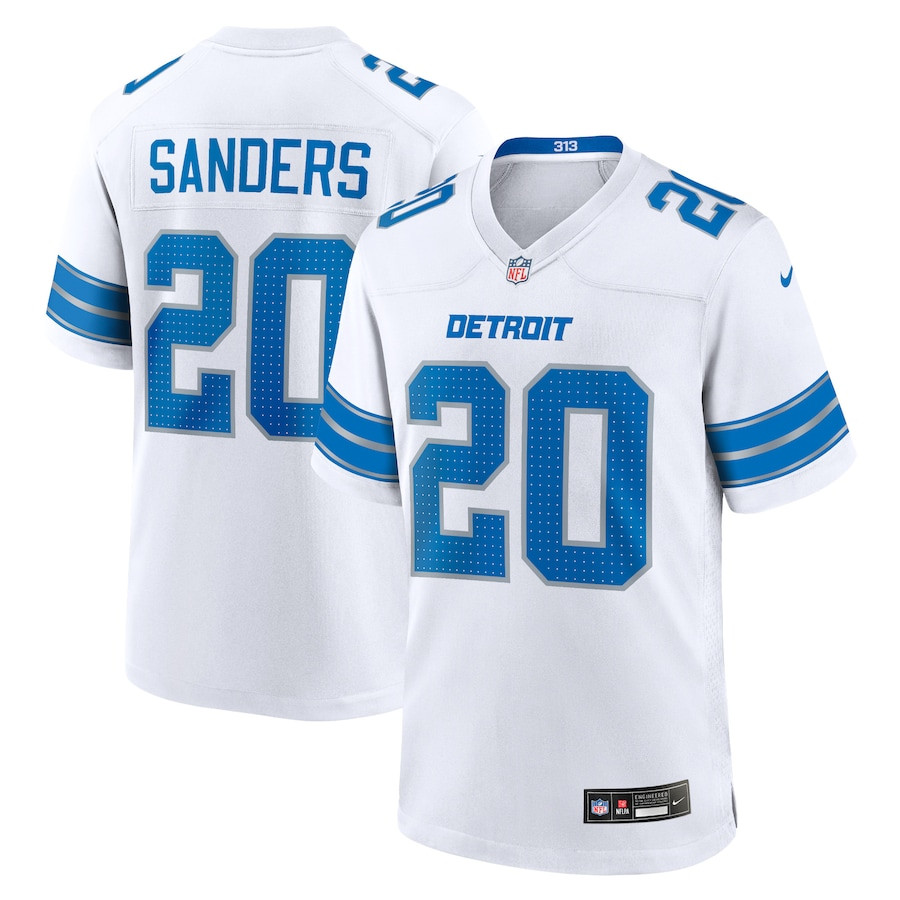 Barry Sanders 20 Detroit Lions Retired Player Game White NFL Jersey Men's