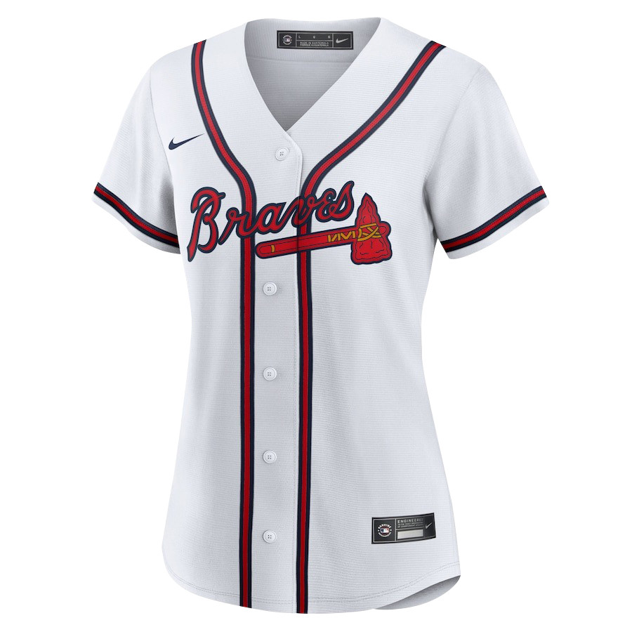 Ronald Acu?a Jr. 13 Atlanta Braves Signed Gum 2023 Home Player White Red MLB Jersey Women's