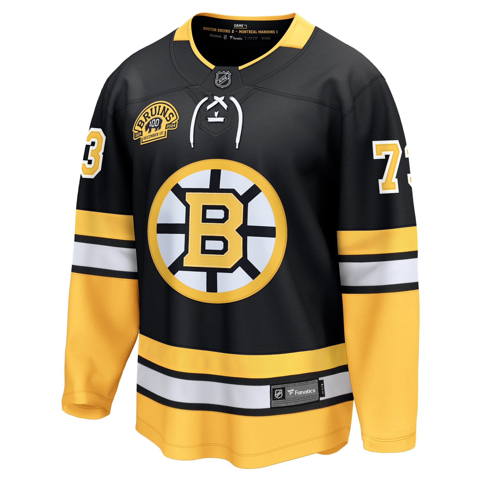 Boston Bruins Charlie McAvoy Black 100th Anniversary Premier Breakaway Player NHL Jersey Men's
