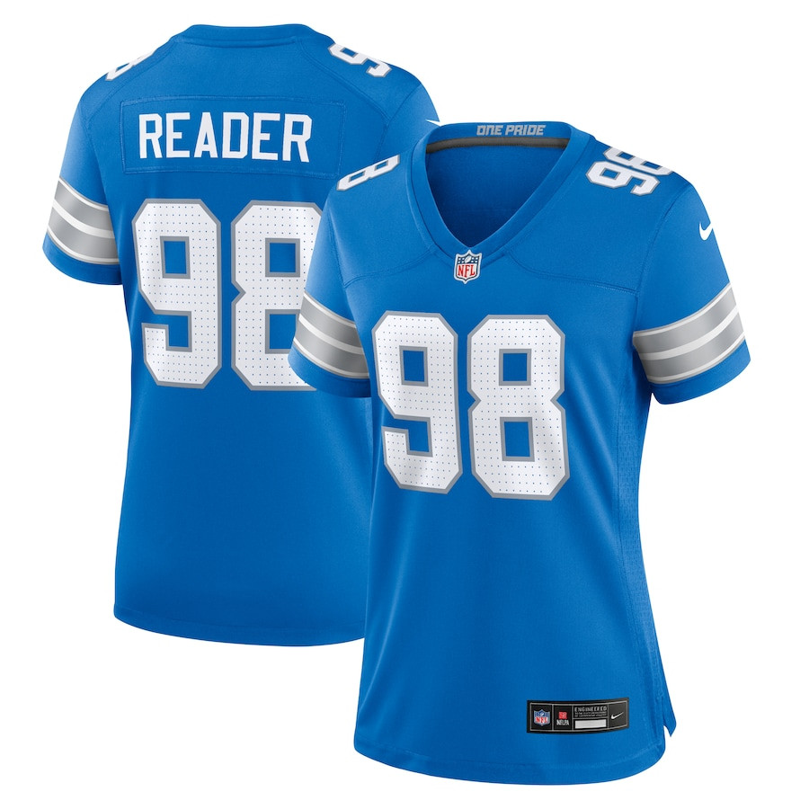 D.J. Reader 98 Detroit Lions Team Game Blue NFL Jersey Women's