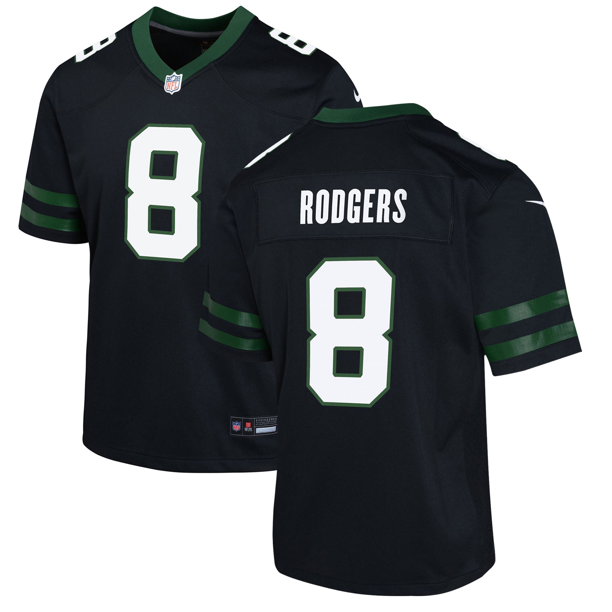 New York Jets Aaron Rodgers Legacy Black Alternate Game NFL Jersey Youth