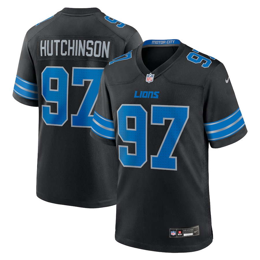 Aidan Hutchinson 97 Detroit Lions 2nd Alternate Game Black NFL Jersey Men's