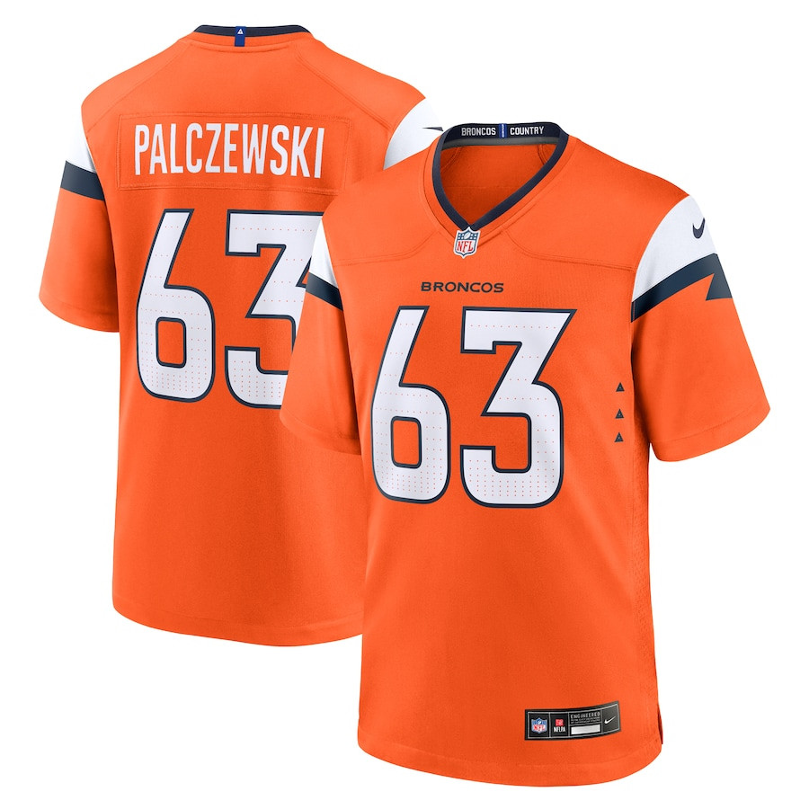 Alex Palczewski 63 Denver Broncos Team Game Orange NFL Jersey Men's