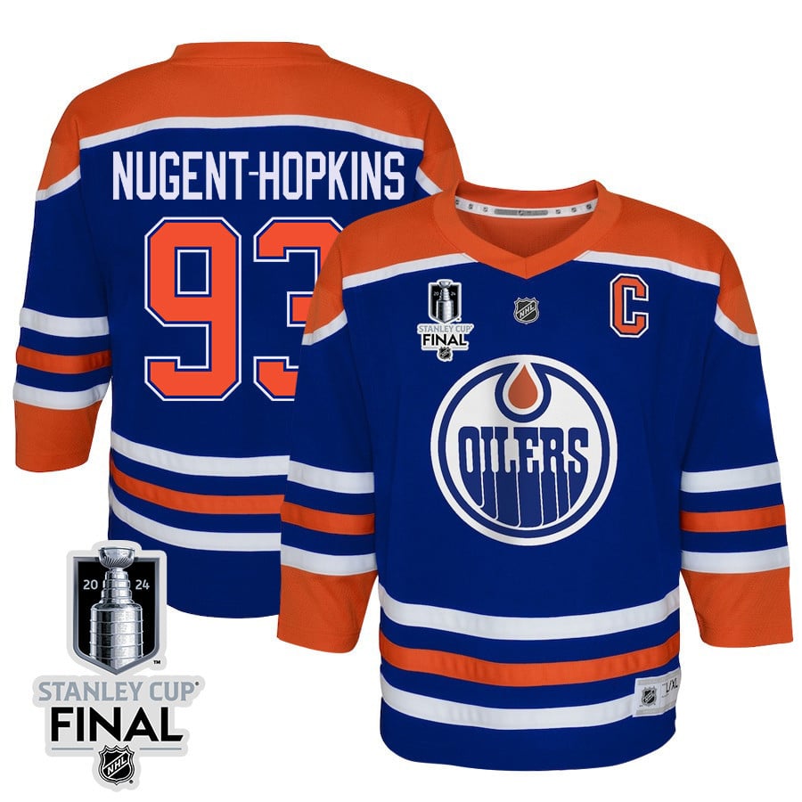 Ryan Nugent-Hopkins 93 Edmonton Oilers 2024 STANLEY CUP Final Home Royal NHL Jersey Youth