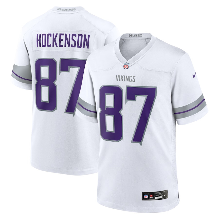 T.J. Hockenson 87 Minnesota Vikings Alternate Game Player White NFL Jersey Men's