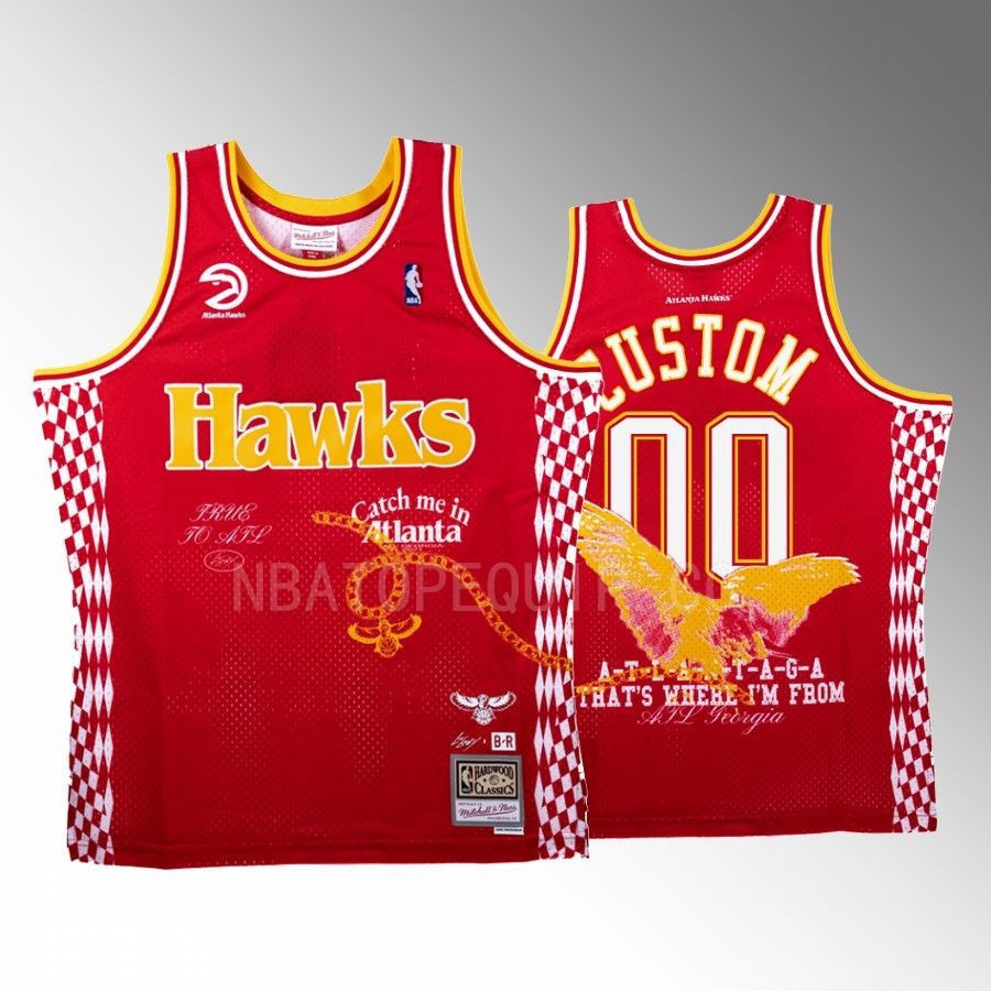 Atlanta Hawks x Lil Baby BR Remix Custom 00 Red Limited Edition NBA Jersey Men's
