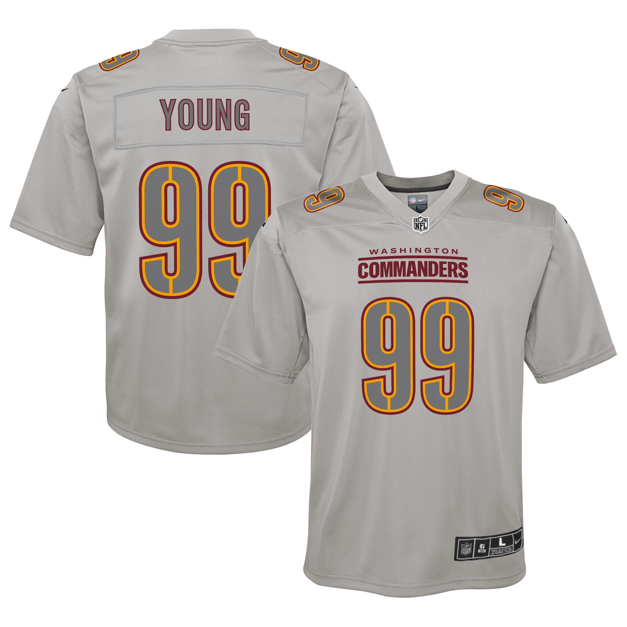 Washington Commanders Chase Young Gray Atmosphere Fashion Game NFL Jersey Youth