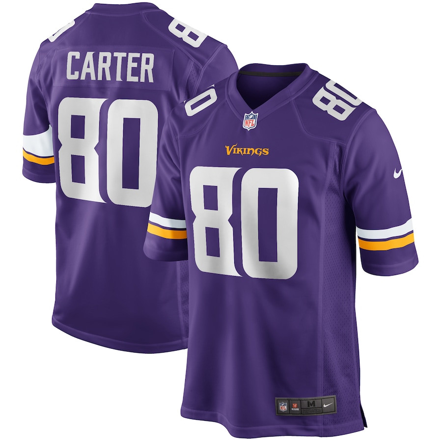 Cris Carter 80 Minnesota Vikings Game Retired Purple NFL Jersey Men's