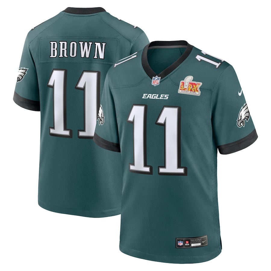 A.J. Brown 11 Philadelphia Eagles Super Bowl LIX Game Player Midnight Green NFL Jersey Men's