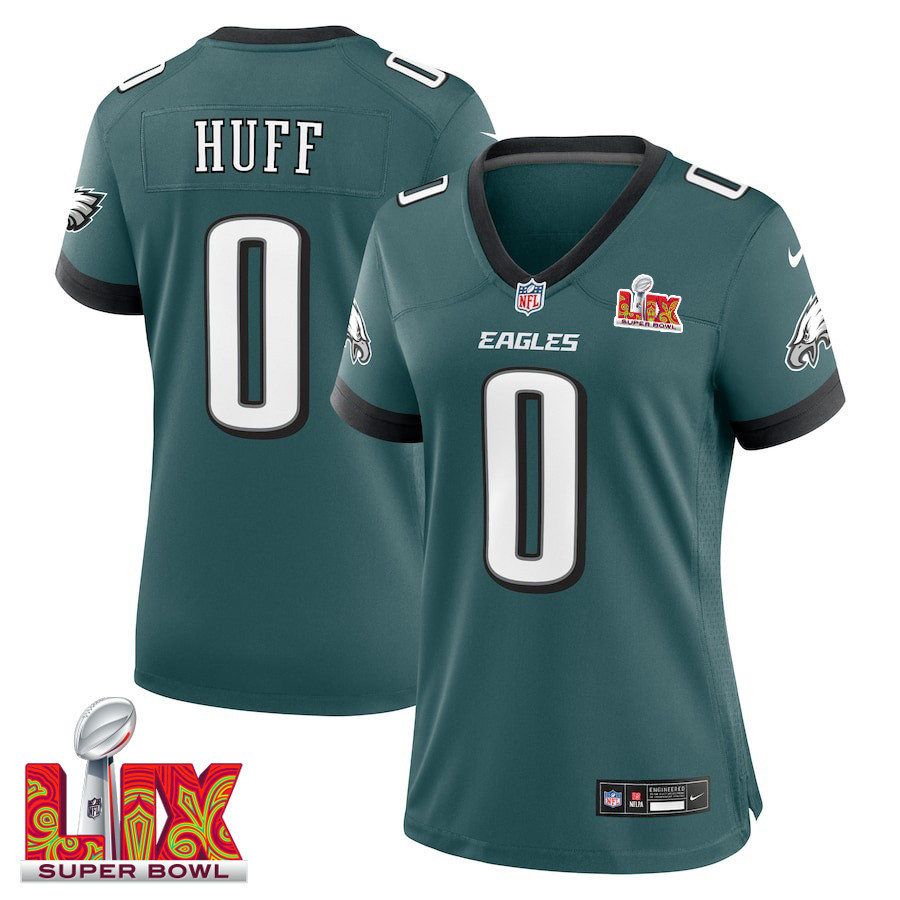 Bryce Huff #0 Philadelphia Eagles Super Bowl LIX Midnight Green NFL Jersey Women's