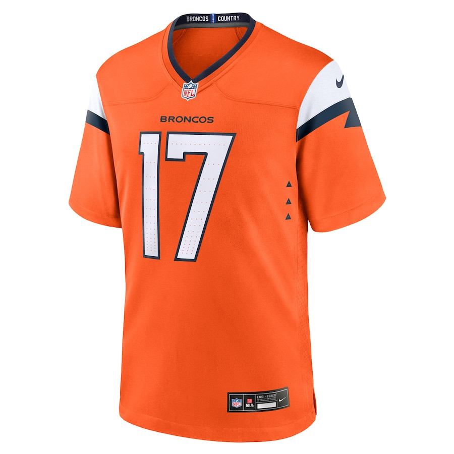 Devaughn Vele 17 Denver Broncos Team Game Orange NFL Jersey Men's