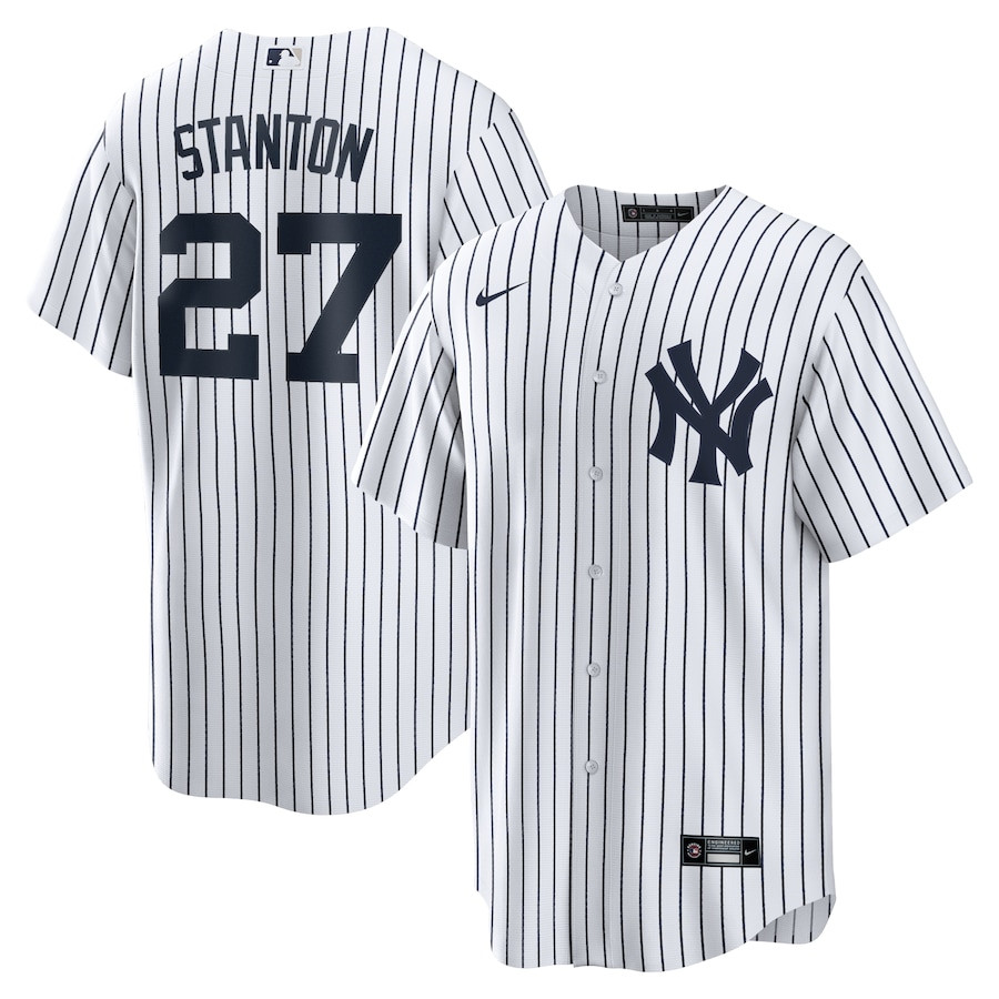 Giancarlo Stanton 27 New York Yankees Home White MLB Jersey Men's