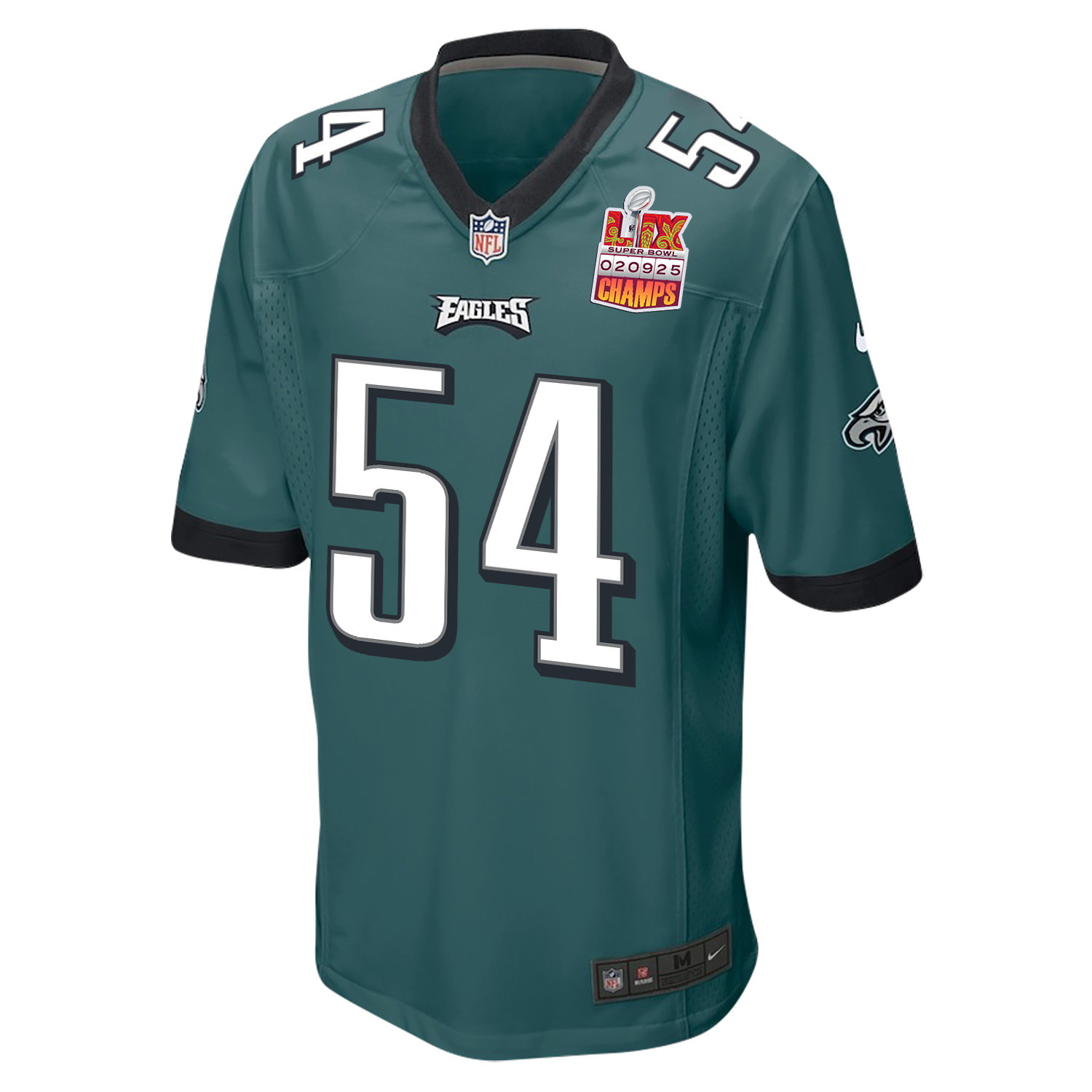 Jeremiah Trotter Jr. 54 Philadelphia Eagles Super Bowl LIX Champions Patch Game Midnight Green NFL Jersey Men's