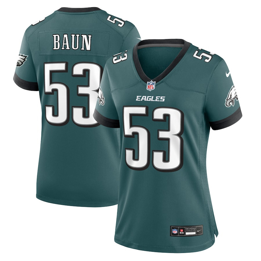 Zack Baun 53 Philadelphia Eagles Game Midnight Green NFL Jersey Women's