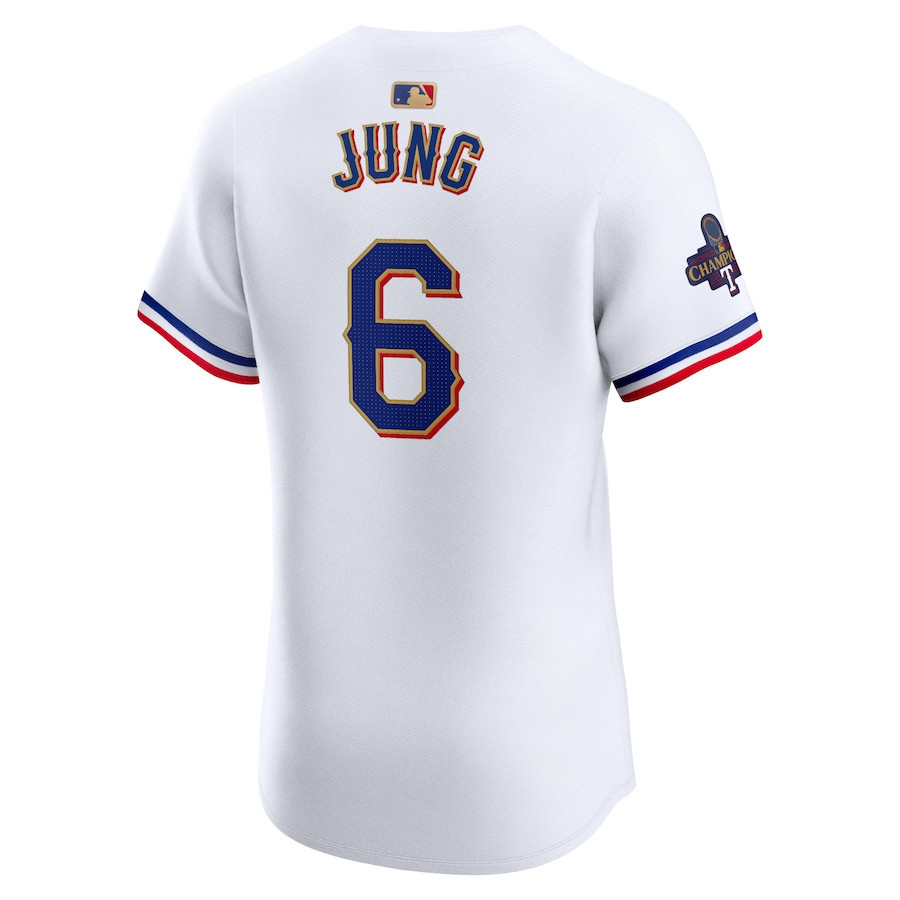 Josh Jung 6 Texas Rangers 2024 Gold Collection ELITE Player White MLB Jersey Men's