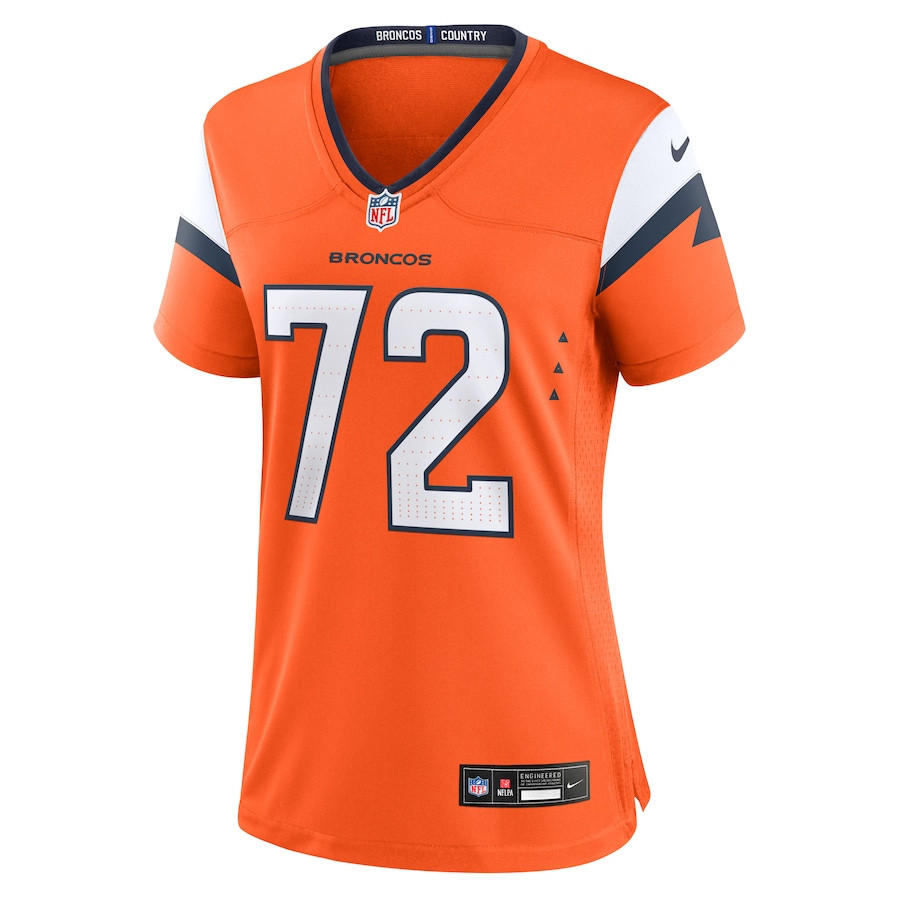 Garett Bolles 72 Denver Broncos Team Game Orange NFL Jersey Women's