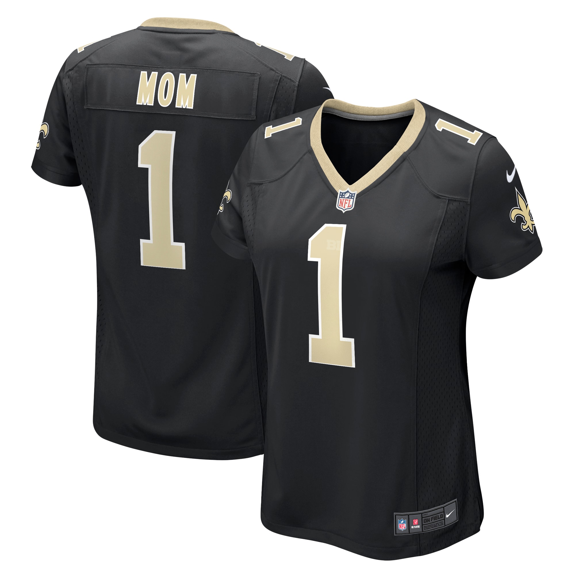 New Orleans Saints Number 1 Mom Black Game NFL Jersey Women's