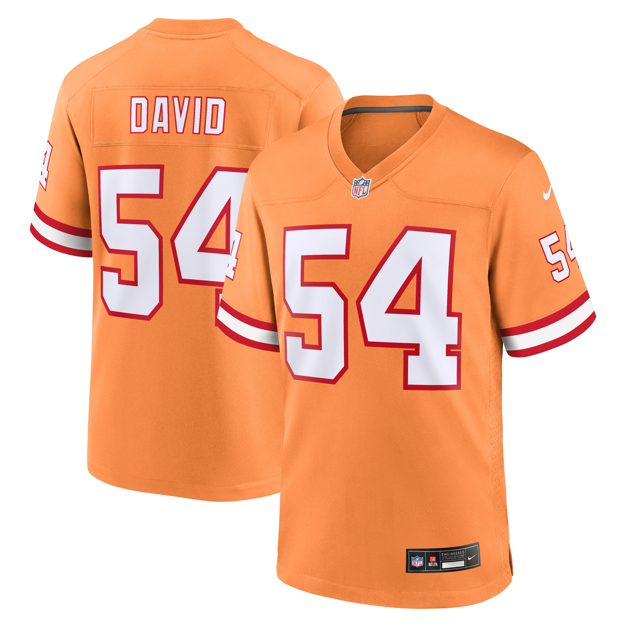 Tampa Bay Buccaneers Lavonte David Orange Throwback Game NFL Jersey Men's