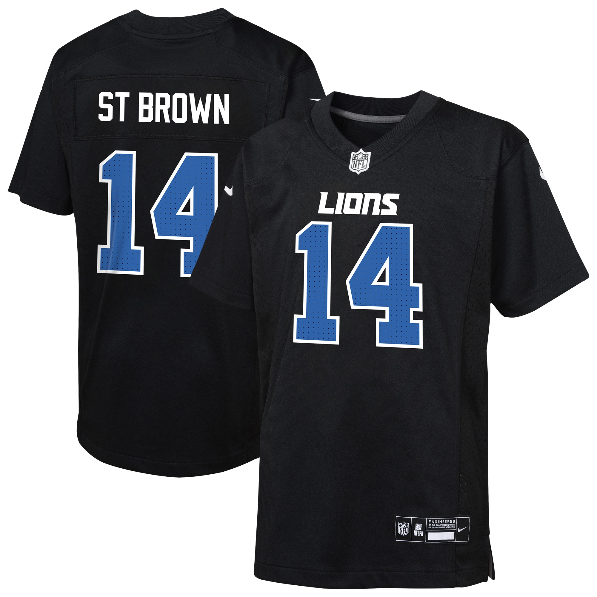 Detroit Lions Amon-Ra St. Brown Carbon Black Fashion Game NFL Jersey Youth