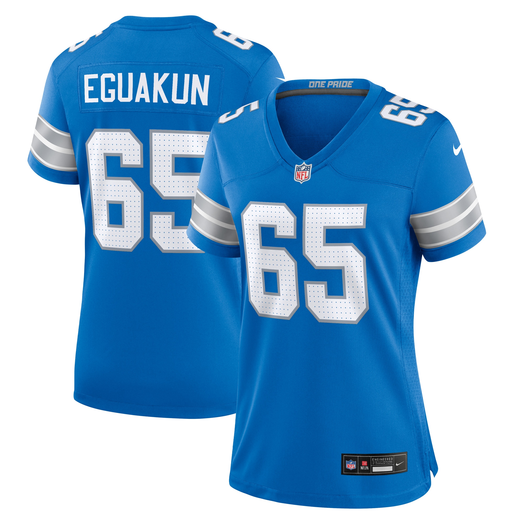 Detroit Lions Kingsley Eguakun Blue Game NFL Jersey Women's