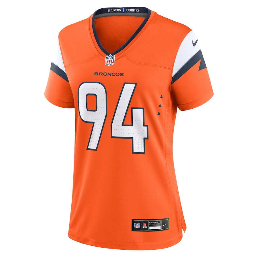 Jordan Jackson 94 Denver Broncos Team Game Orange NFL Jersey Women's