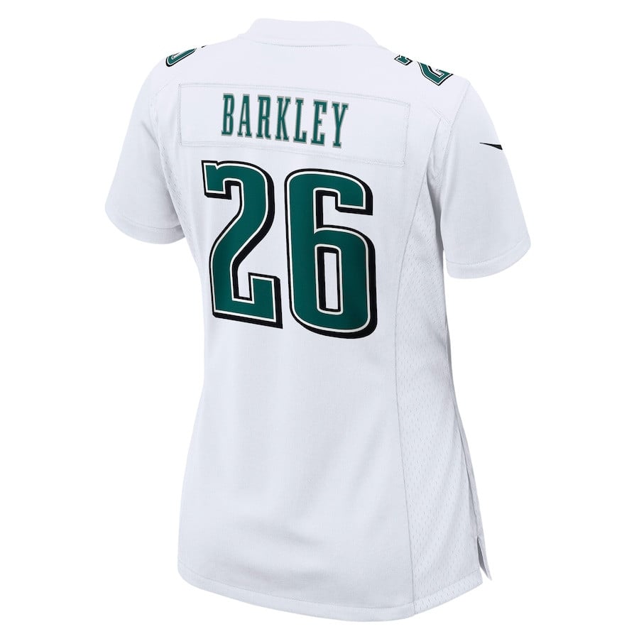 Saquon Barkley 26 Philadelphia Eagles Fashion Game Tundra White NFL Jersey Women's