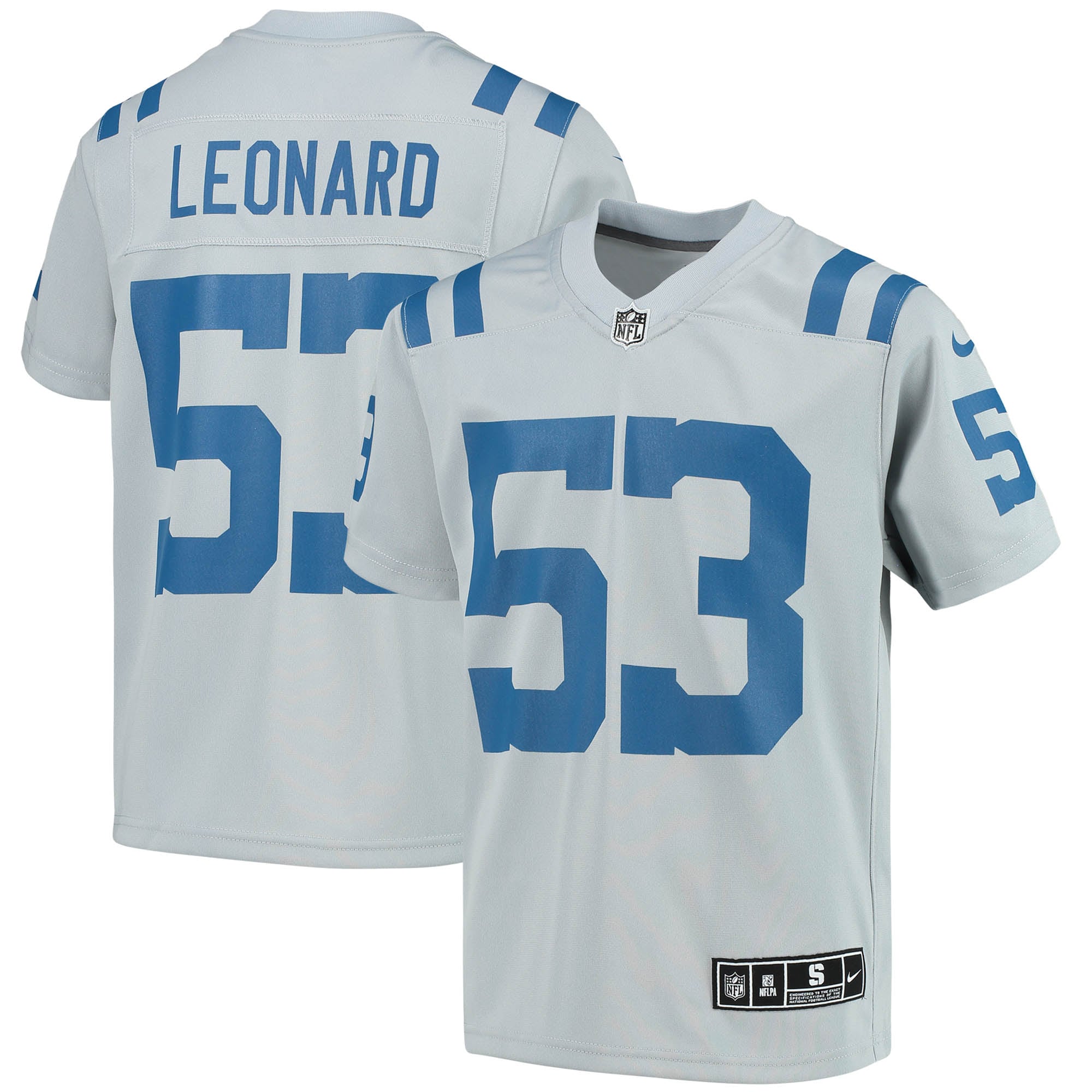 Indianapolis Colts Shaquille Leonard Gray Inverted Team Game NFL Jersey Youth