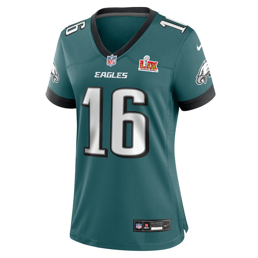 Tanner McKee #16 Philadelphia Eagles Super Bowl LIX Midnight Green NFL Jersey Women's