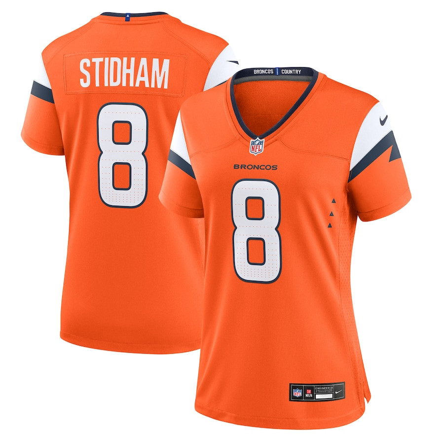 Jarrett Stidham 8 Denver Broncos Team Game Orange NFL Jersey Women's